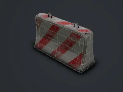 Concrete barrier Low-poly 3D model 20