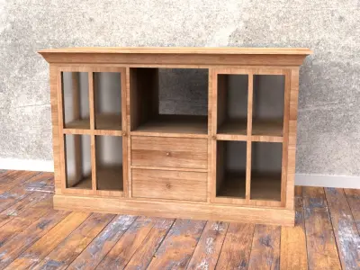 Cabinet with glass doors Low-poly 3D model