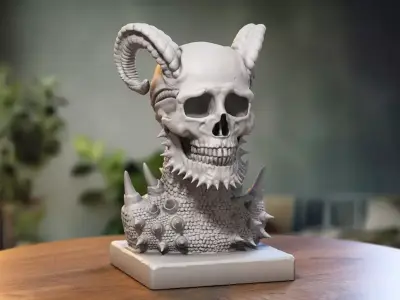 Skull robot demon dragon bust Cyborg skull dragon bust 3D print model