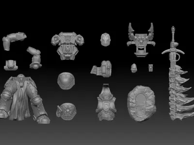 Steel Sanctifier 10 Sgt - Sci-Fi Miniature STL -15 Modular Parts 3D print model