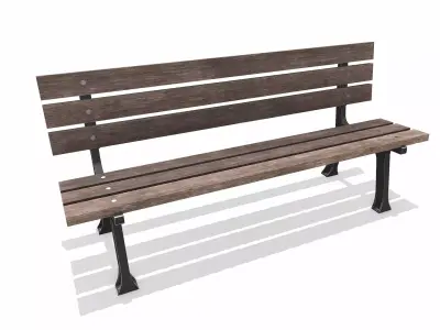 Street Bench Lowpoly PBR Low-poly 3D model