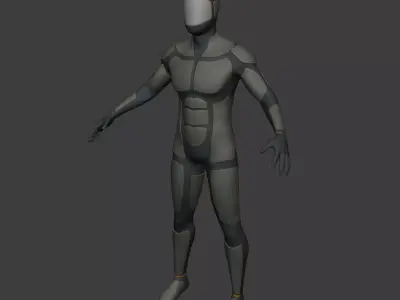Sci-Fi soldier  Base Mesh - Fighter Humanoid Robot Man Character Low-poly 3D model