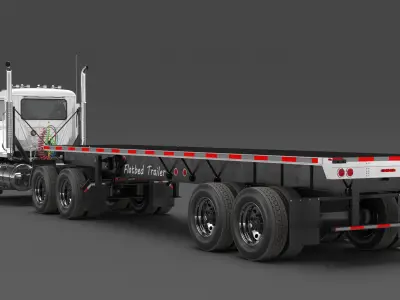  Commercial Truck and Flatbed Trailer 