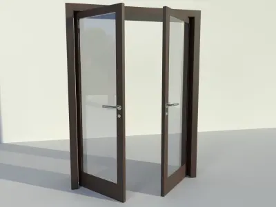 Doors Wood and Glass Low-poly 3D model