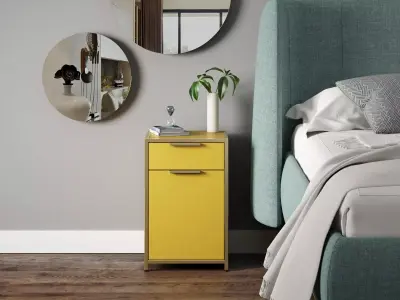 Dita Bedside Cabinet with Drawer and Door 3D model