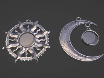 Moon And Sun Earing  3D print model