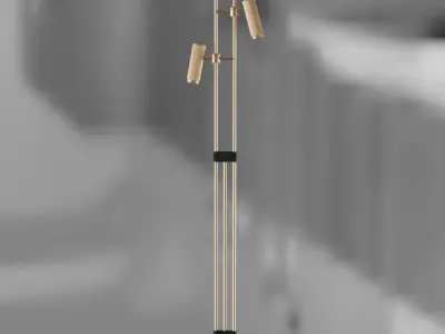 Floor lamp on a marble base with two fluted shades 3D model