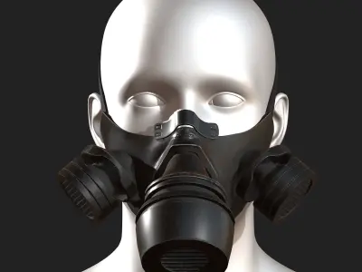 Gas mask black protection futuristic fantasy  Low-poly 3D model