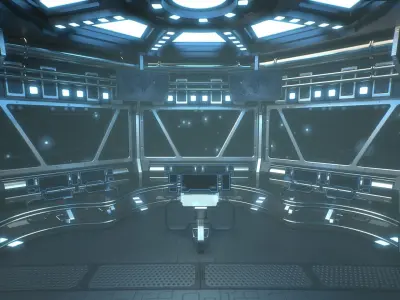 Lowpoly Scifi Control Room Low-poly 3D model