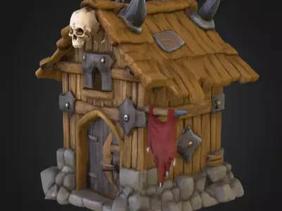 Orc House with Skull Low-poly 3D model