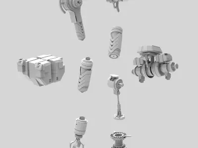 3D Mecha robot in warehouse 3D model