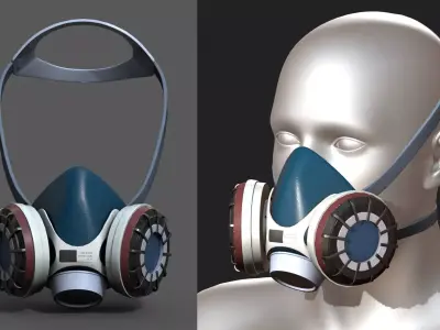 Gas mask respirator military combat 3d model low poly  Low-poly 3D model