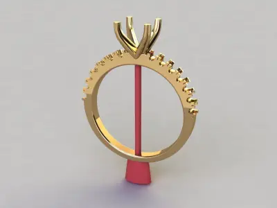 4 Prong Heart Shape Diamond Engagement Ring 3D print model