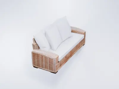Stylized Garden Lounge Sofa - Low Poly Outdoor Seating 3D model
