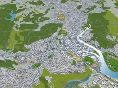 Whangarei New Zealand 30km Low-poly 3D model