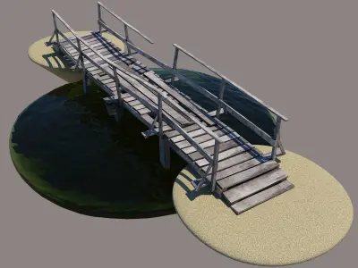Wooden bridge Free low-poly 3D model