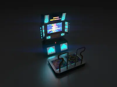 Low-Poly Dance Arcade Machine Techno Retro Low-poly 3D model
