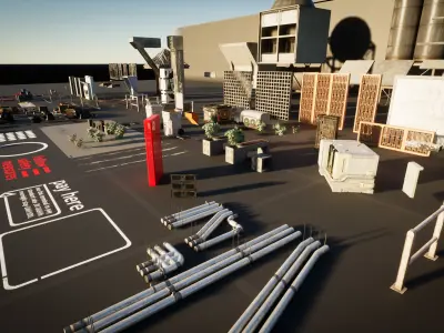 Cyberpunk Apartment Block 2 in 1 Bundle UE5 Low-poly 3D model