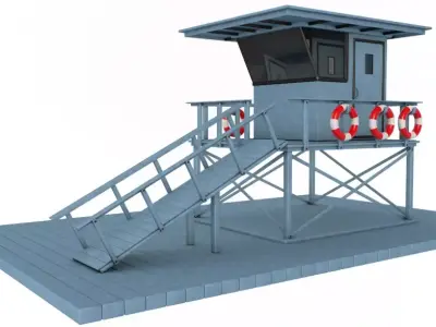 Lifeguard Station blue 3D model