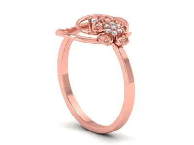 Solitaire Wedding Engagement Women Light Weight Flower Rings 3D print model 6