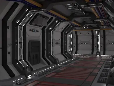 Sci-Fi Corridor Set 1 3D model