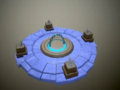 Low poly game ready Portal circle with lights Low-poly 3D model