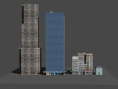 Skyscraper Buildings Low-poly 3D model