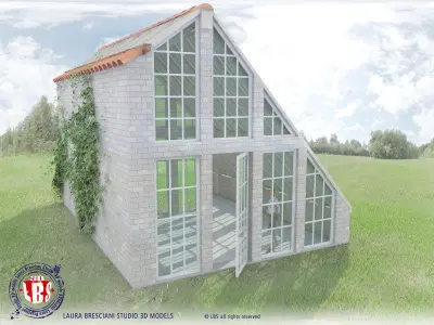 Greenhouse with windows and doors 3D model