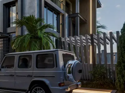 Modern Exterior Style   3-Storey Building Design 3D model