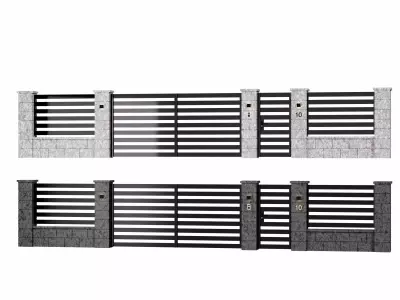Fence with gate 3D model