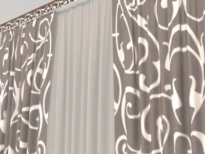 Model curtains and tulle Low-poly 3D model