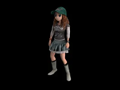 Manga Girl Low-poly 3D model