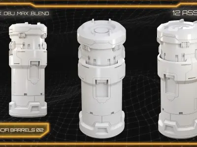 SCI-FI Props Collection BARRELS 3D model