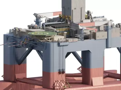 Detailed oil platform 3D model