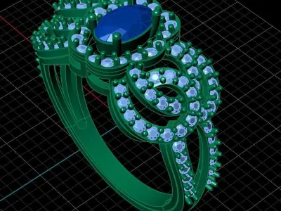 Diamond Ring for Women 3D print model 9