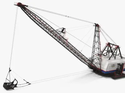  Patriot Mining Dragline With Long Boom White Rigged for Maya 