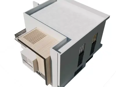 Modern Minimalist Cube House Exterior 3D model