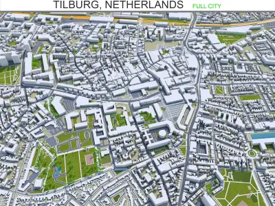 Tilburg Netherlands 50km Low-poly 3D model