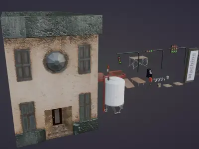 3D Abandone City Assets Low-poly 3D model