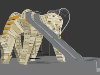 wooden horse Kids playground 3D model