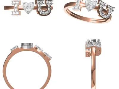 Light Weight Wedding Engagement Women Ring STL JCD Details 3D print model 52