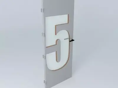 Wording 5 3D door very detail with glass  lock and hinger Free 3D model