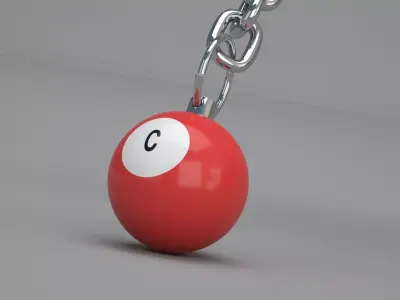 C Snooker Ball with Keychain 3D model