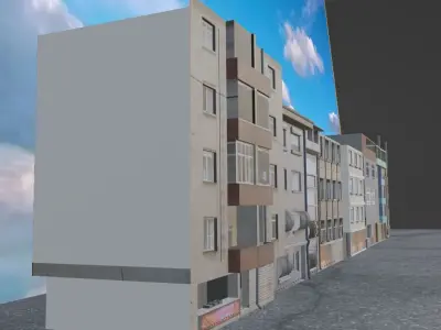 Lovpoly Apartments and house Low-poly 3D model