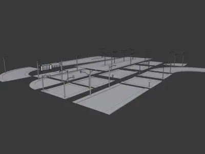Traffic road Low-poly 3D model