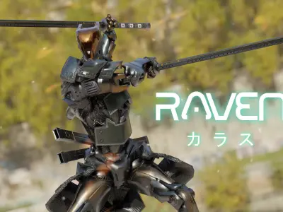 Low Poly  Robot - Raven Low-poly 3D model