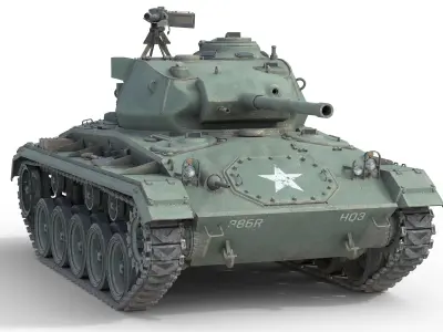 M24 Chaffee American Light Tank Low-poly 3D model