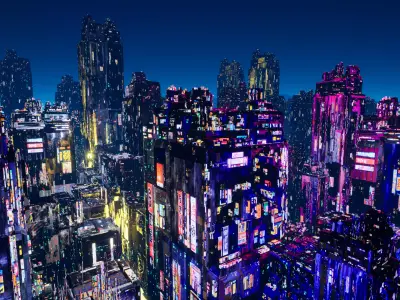 Sci-Fi Landscape Building Low-poly 3D model
