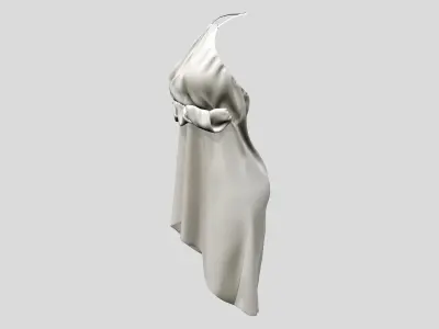 Halter Neck Ruched Chest Tail Back Mini Dress Low-poly 3D model