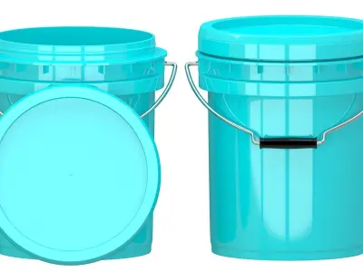 Food Grade 5l Plastic Bucket Turquoise 3D model